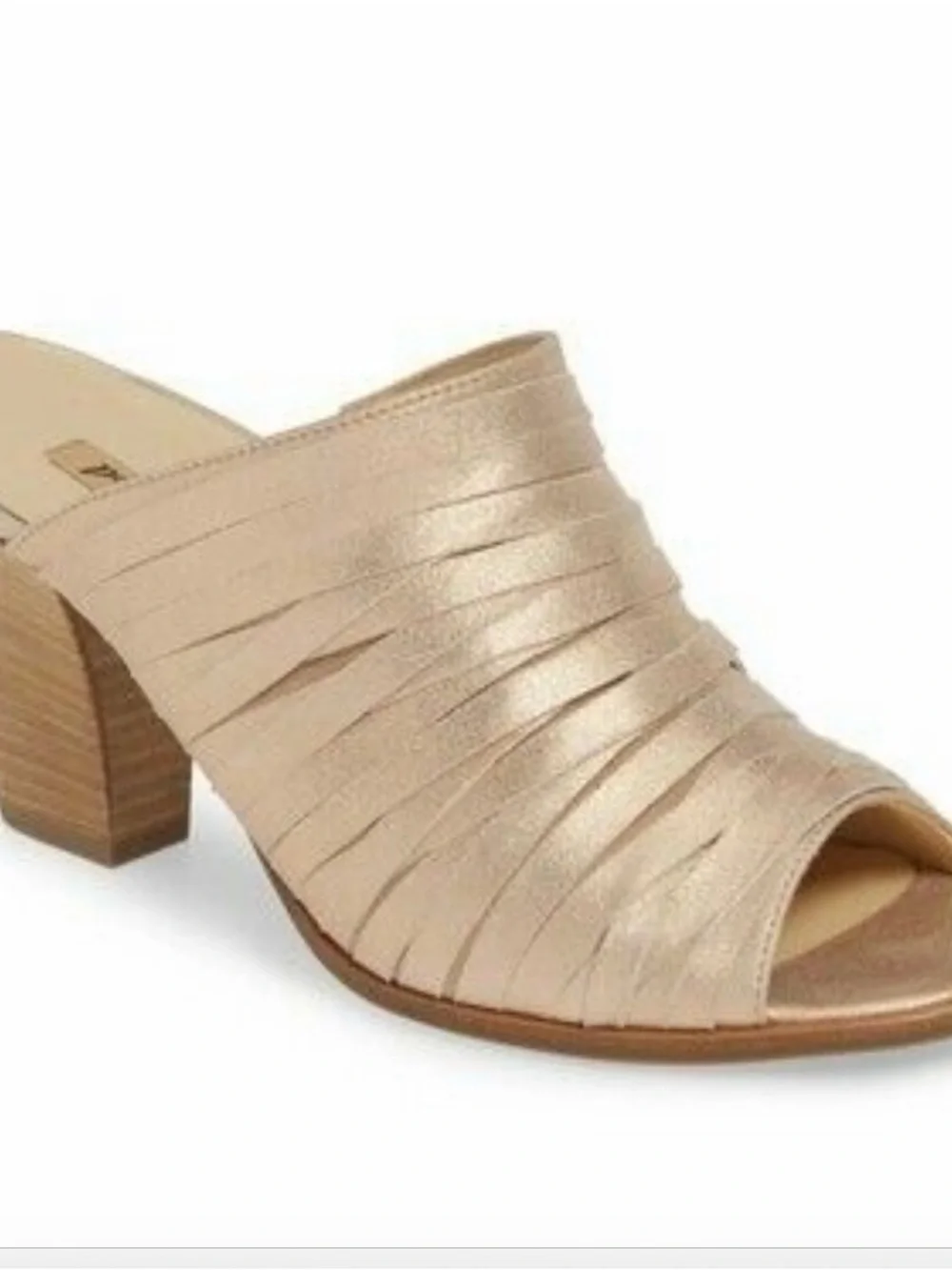 Paul Green Shimmery Nude Woven Slide Mules